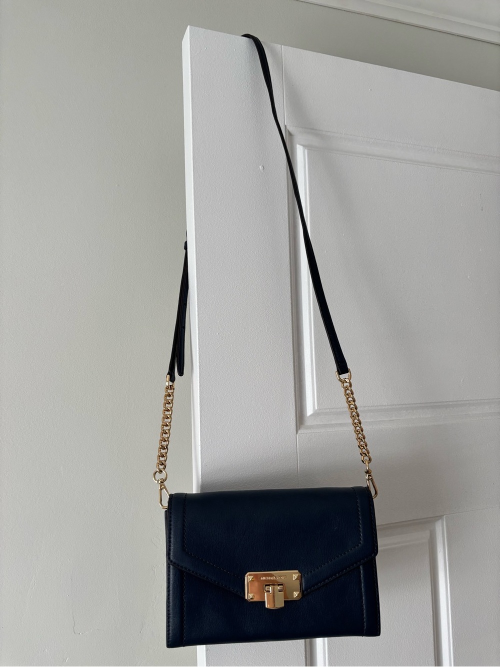 Michael Kors Black Crossbody with Gold Chain Hardware